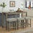 Bar Sofa Table With Power Outlet, 4 Piece Bar Table And Chair Set With Upholstered Stools-981245868-981245859