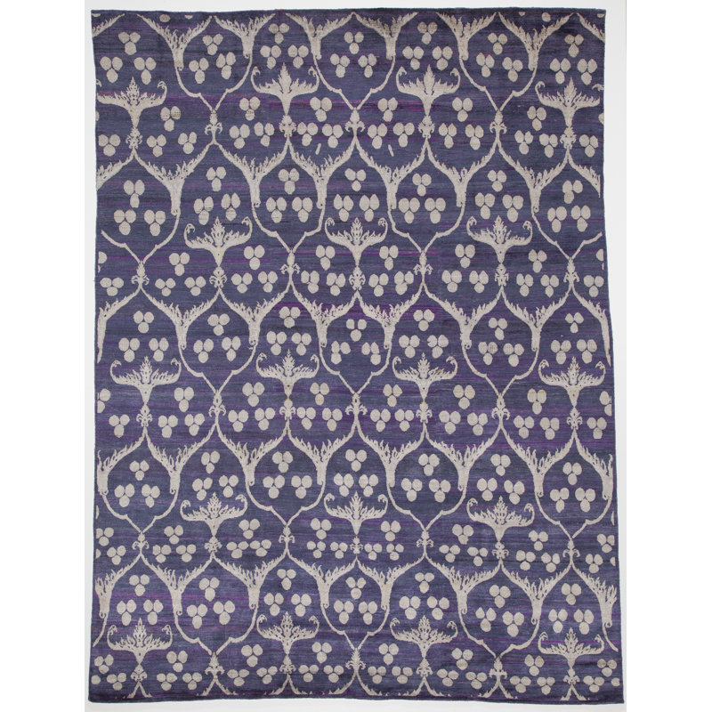 Rumi Hand-Knotted Silk Midnight Rug