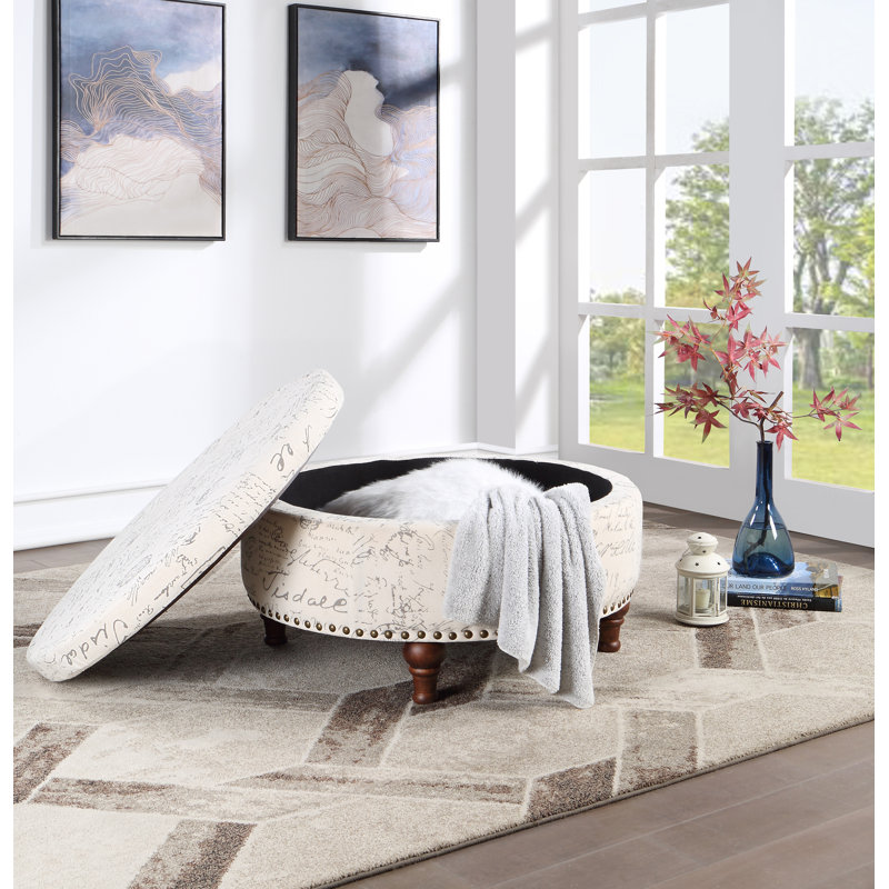 Breonte 32 po de largeur ronde, Mélange de polyester blanc cassé / brun