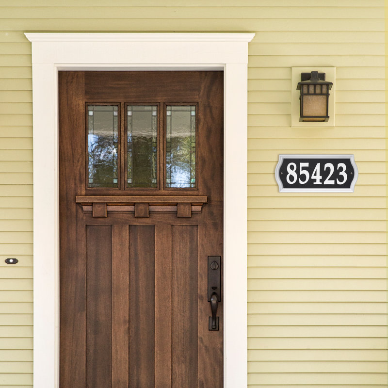 Reflective Black and White Metal Address Sign with Adhesive Numbers