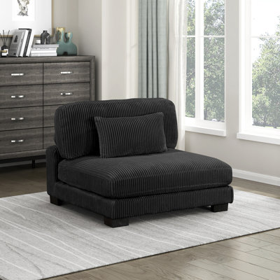 Deraney 45" Modern & Contemporary Accent Chair with Corduroy Fabric Upholstery, Adjustable Back Rest & Matching Lumbar Pillow