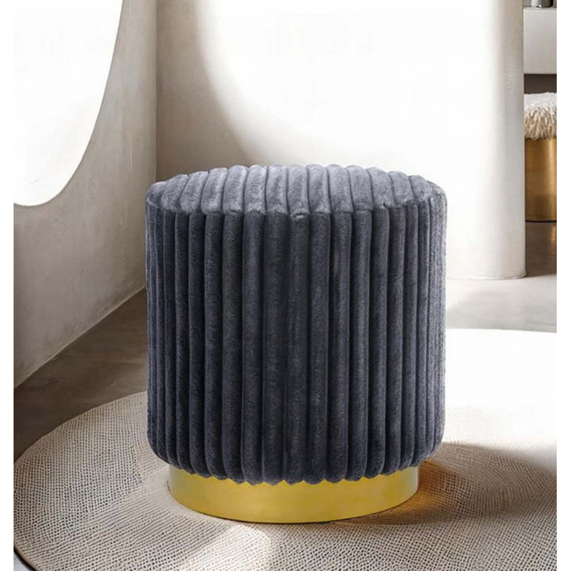 Tabouret d'appoint rond en acier inoxydable, Marron foncé