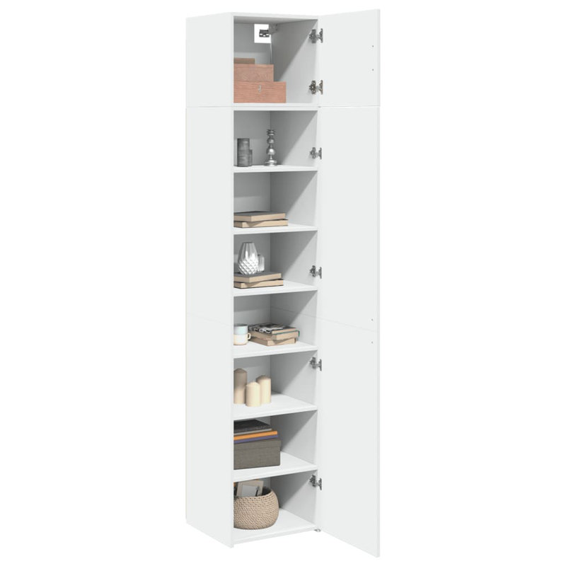 17 Stories Slim Storage Cabinet Engineered Wood, White, 225cm H x 45cm W x 42.5cm D