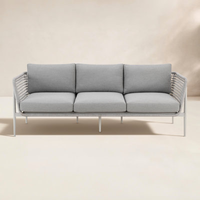 Brysa 94.5'' Wide Straight Aluminum Patio Sofa with Cushions