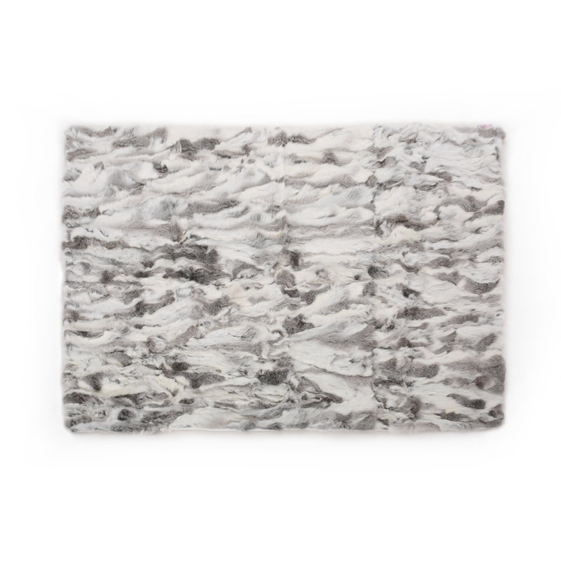 Jeté en fourrure Glam, Gris / blanc
