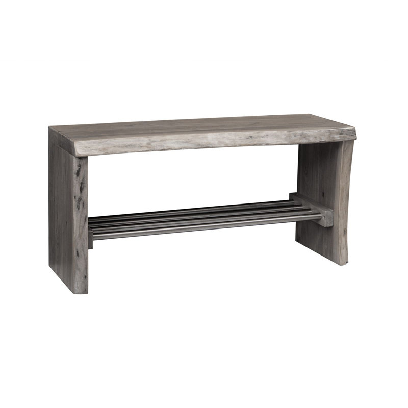 Pure Acacia Solid Wood Bench, Grey