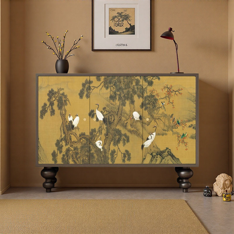 Armoire de rangement rétro de style chinois, H 35,43 po x l 47,24 po x P 15,74 po