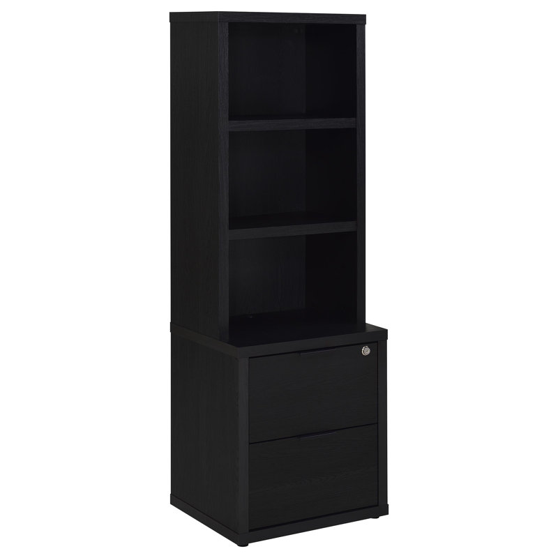 Bibliothèque à 3 tablettes avec port USB et tiroir verrouillable