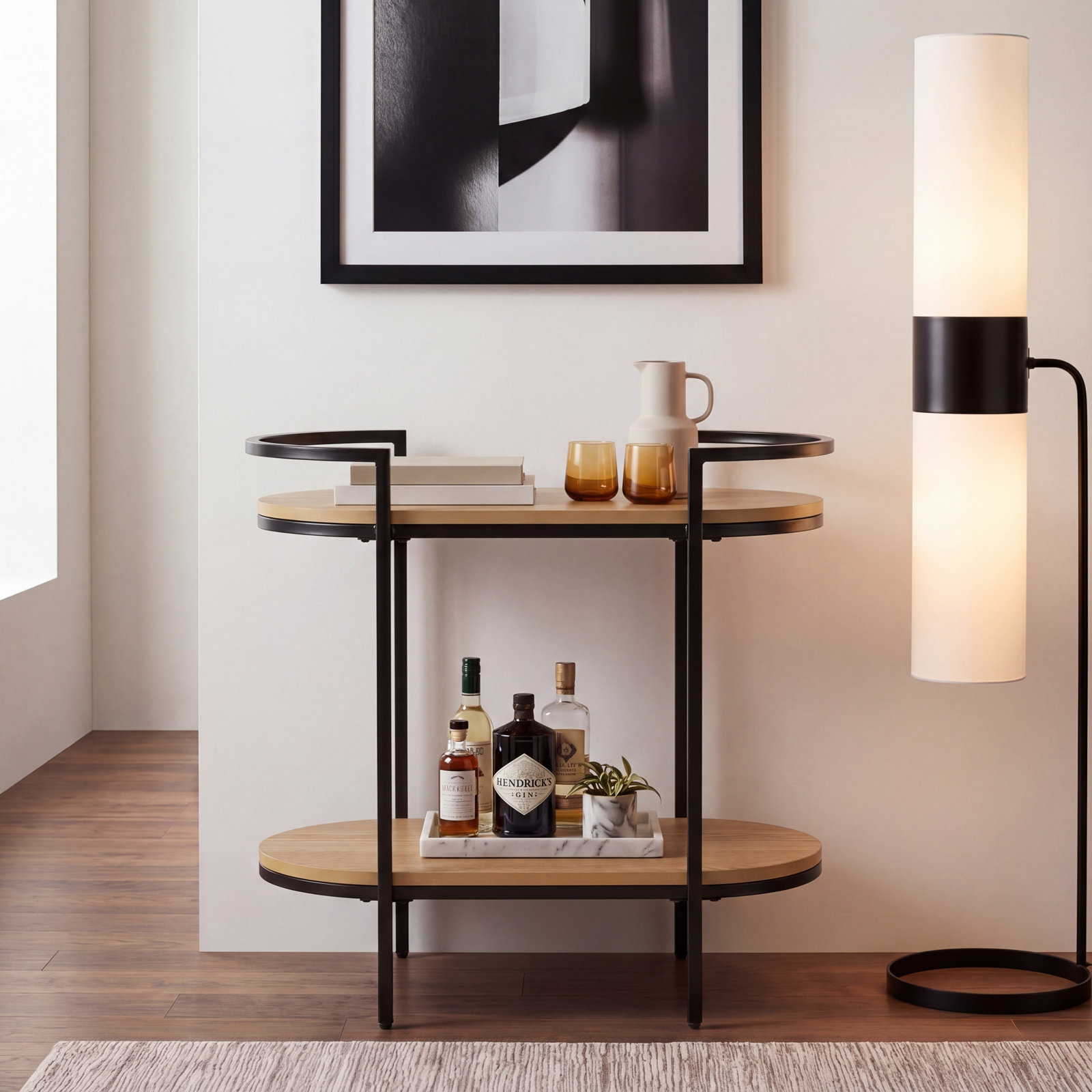 Staccato Bar Cart, Black / Natural