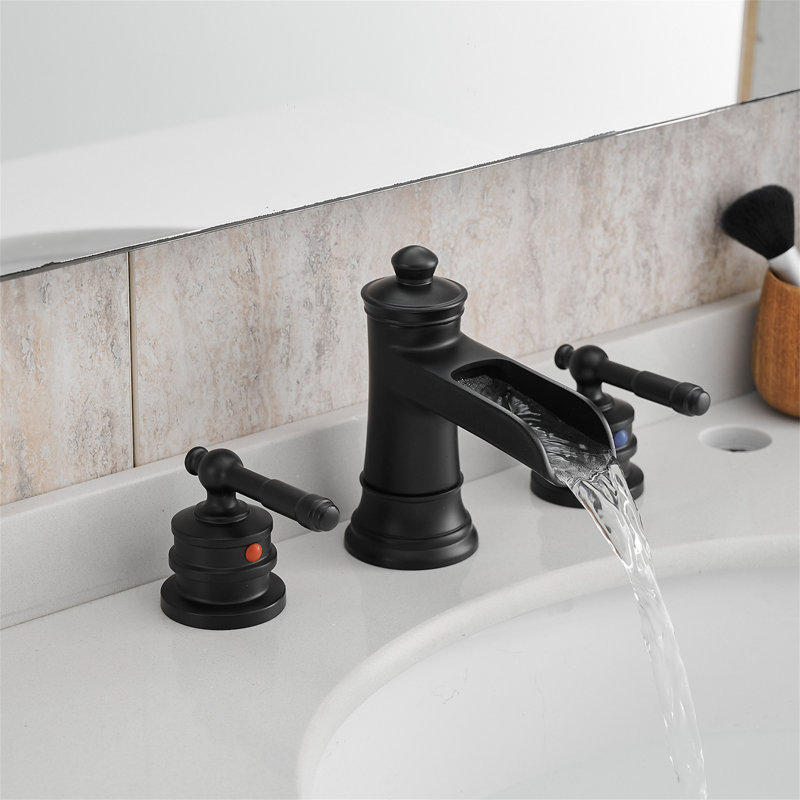 2-handle Bathroom Faucet with Drain Assembly, Matte Black