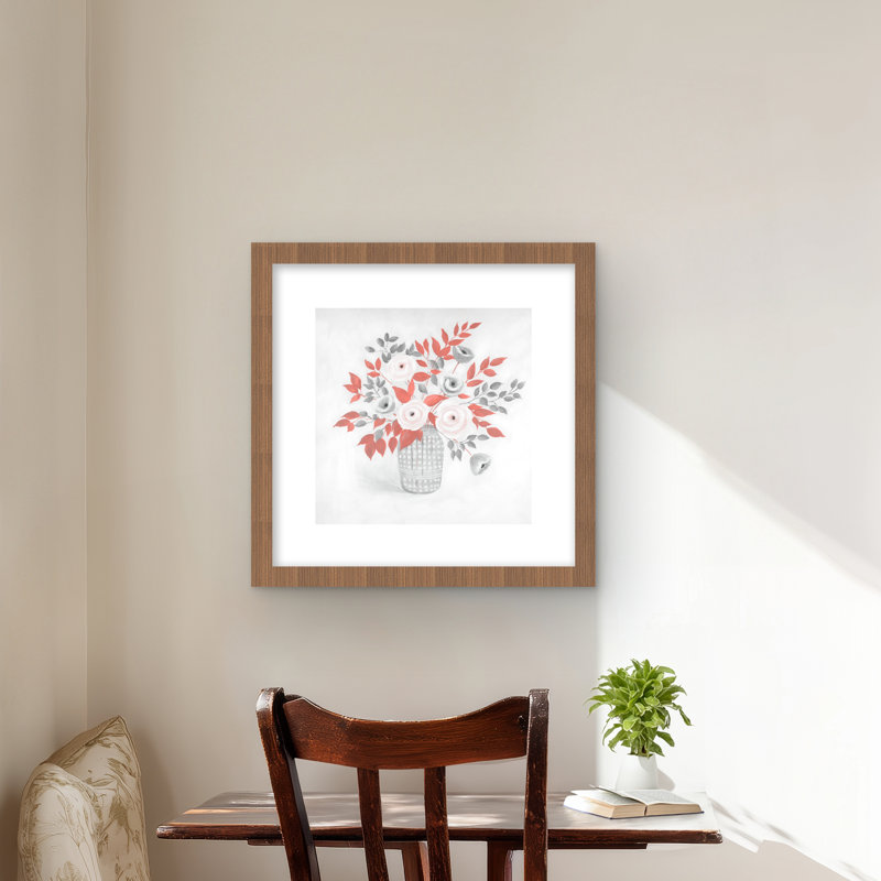 Illustration de fleur - impression contemporaine encadrée avec passe-partout