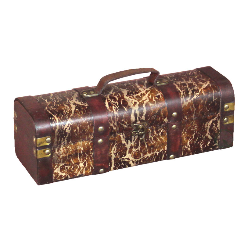 Distressed Wood  Box Wine Bottle 