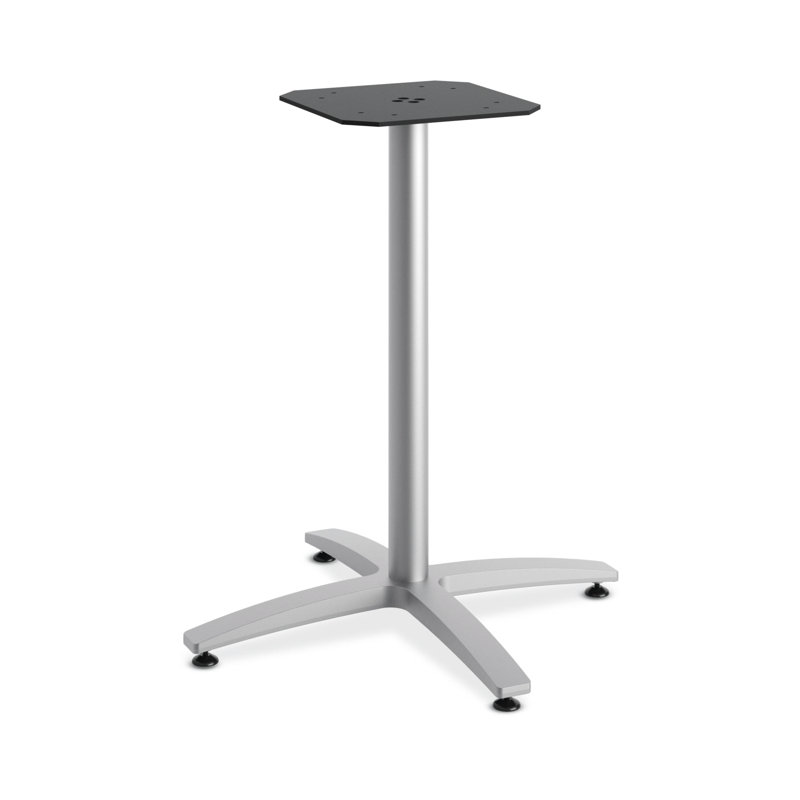 Table de salle de pause L entre 36 po, Argent, Blanc de designer