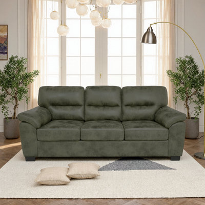 Modern 81" Foil Fabric 3-Seater Sofa With Padded Armrests & Sturdy Legs