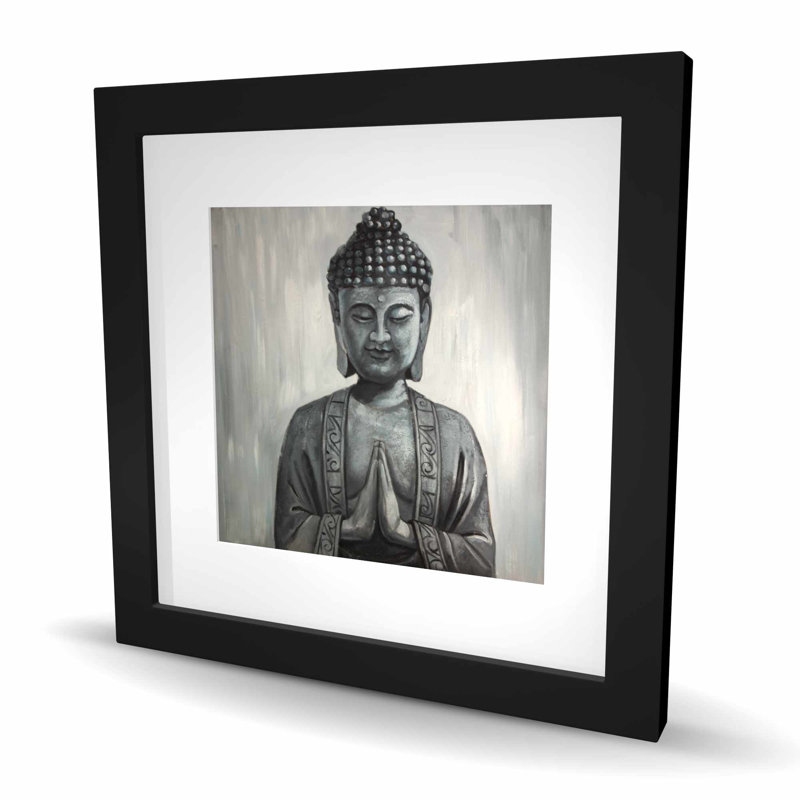 Bouddha gris avec imprimé mat passe-partout | Élégante décoration intérieure, H 16 po x l 16 po