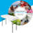 Portable Party 4 FT. Folding Ice Cooler Table with Removable Matching Skirt and Drain Hose-93498044