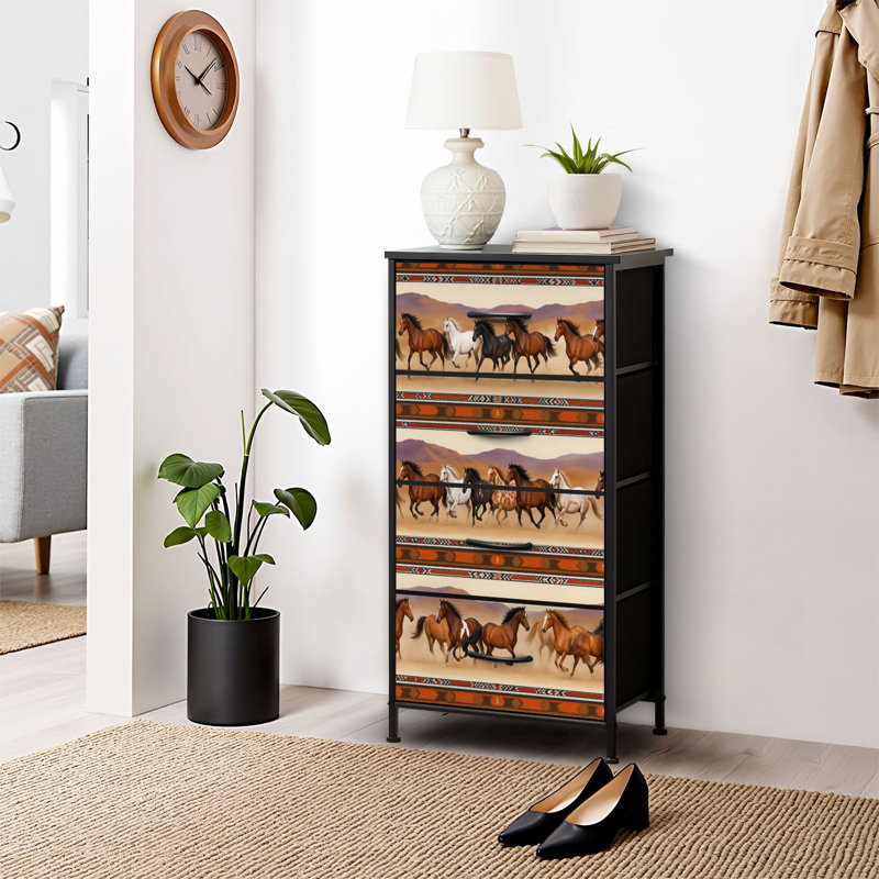 4 Drawer Dresser for Bedroom, Narrow Chest of Drawers, Wooden Top and Study Iron Frame 18"x37.5"-(WxH)