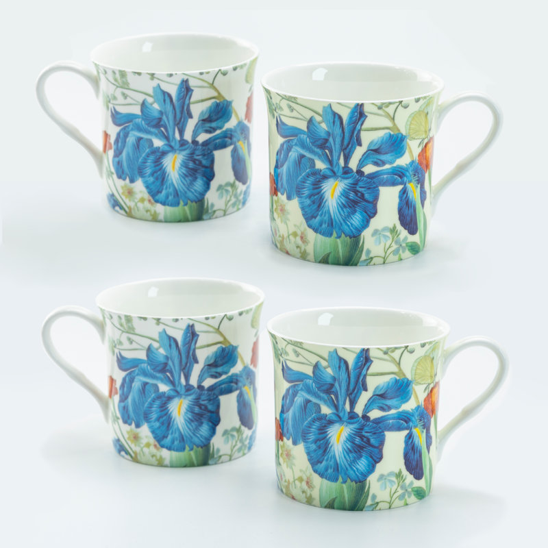 Grande tasse à café en porcelaine os bleu pour 4 personnes