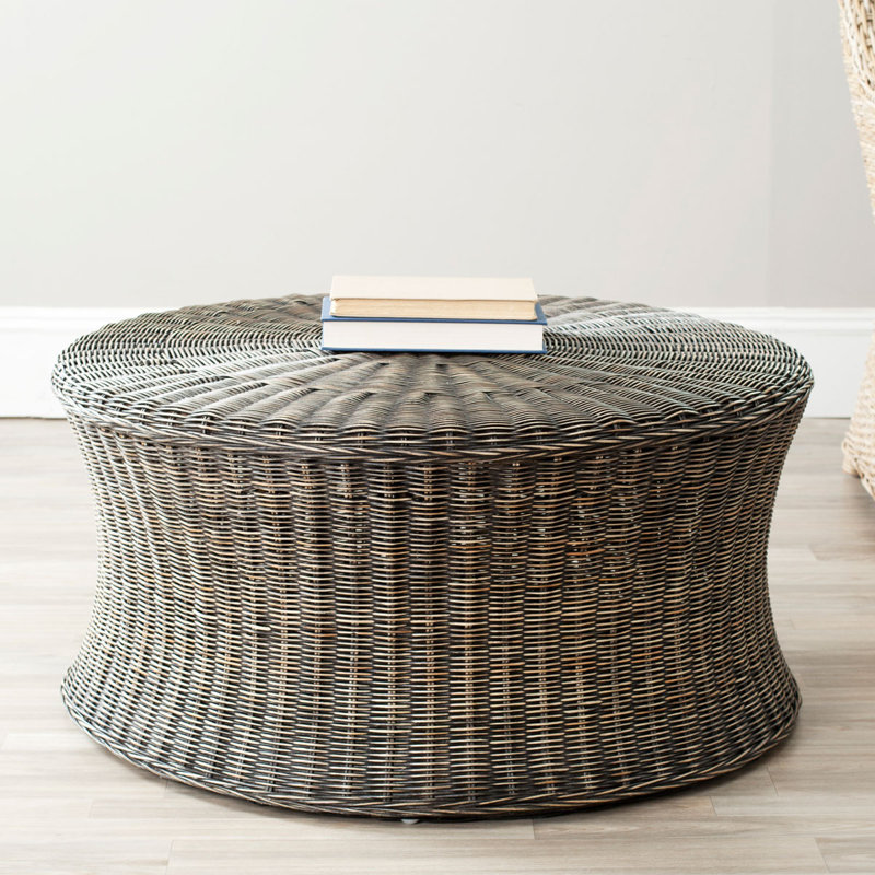 Tillerson Natural Rattan Coffee Table - Transitional Nautical Style with 32.5" Square Top, Brown