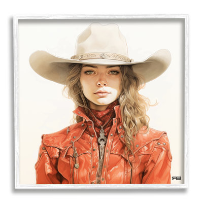 Western Cowgirl Portrait encadré sur bois par RB Print