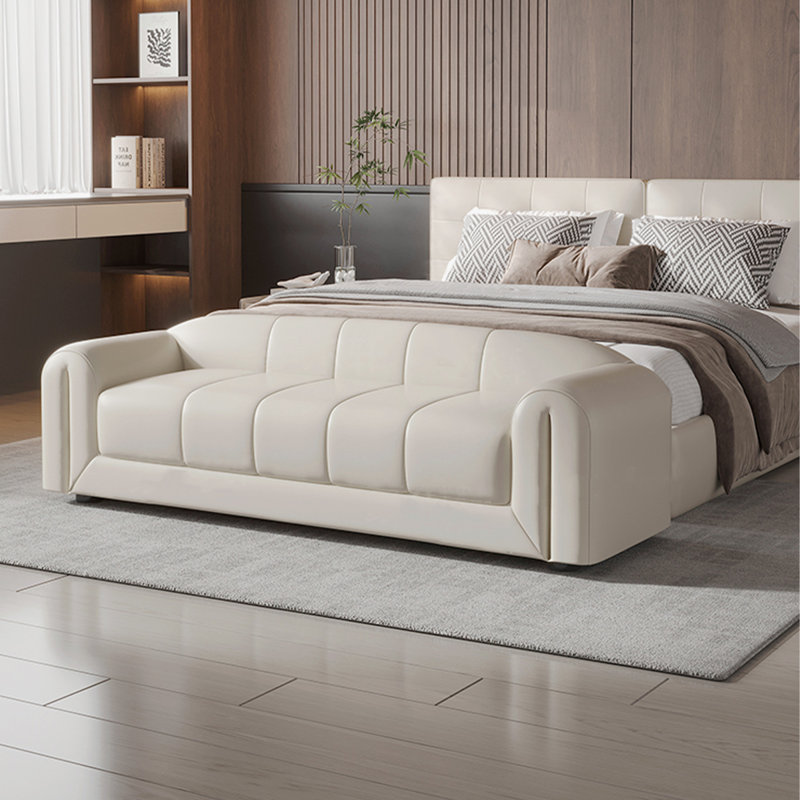Upholstered Bench, 22.05" H x 59.06" W x 19.69" D, Beige