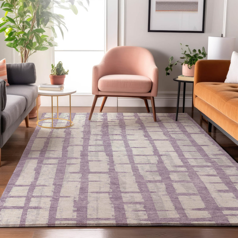 Tapis lavande Prisco lavable à la machine de qualité supérieure, Rectangle 10 pi x 14 pi
