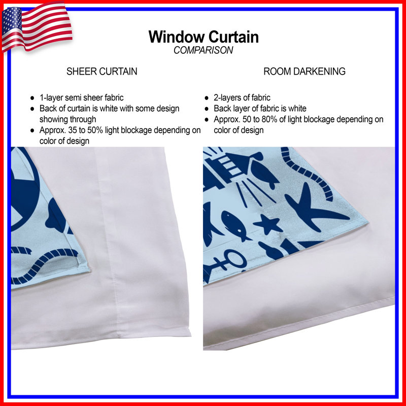 Rideaux obscurcissant et obscurcissant Nautical Elements, 80in x 82in - 2 panels, Sheer