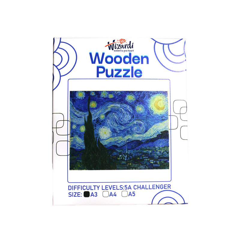 Nuit étoilée d'après Van Gogh - puzzle en bois par Wizardi F07N9-1