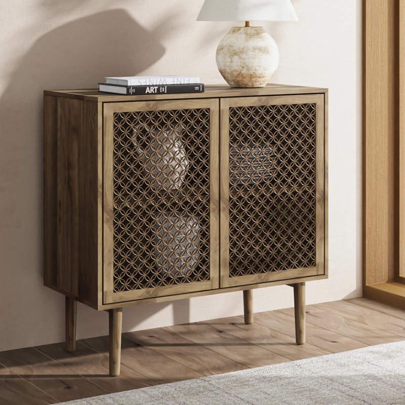 Armoire d'appoint 2 portes l 31,5 po avec éclairage DEL Fabion, Noyer