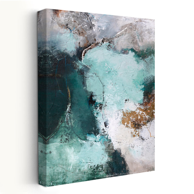 Great Green Variation - Abstracts, blanc, gris, bleu, art, H 48 po x l 32 po