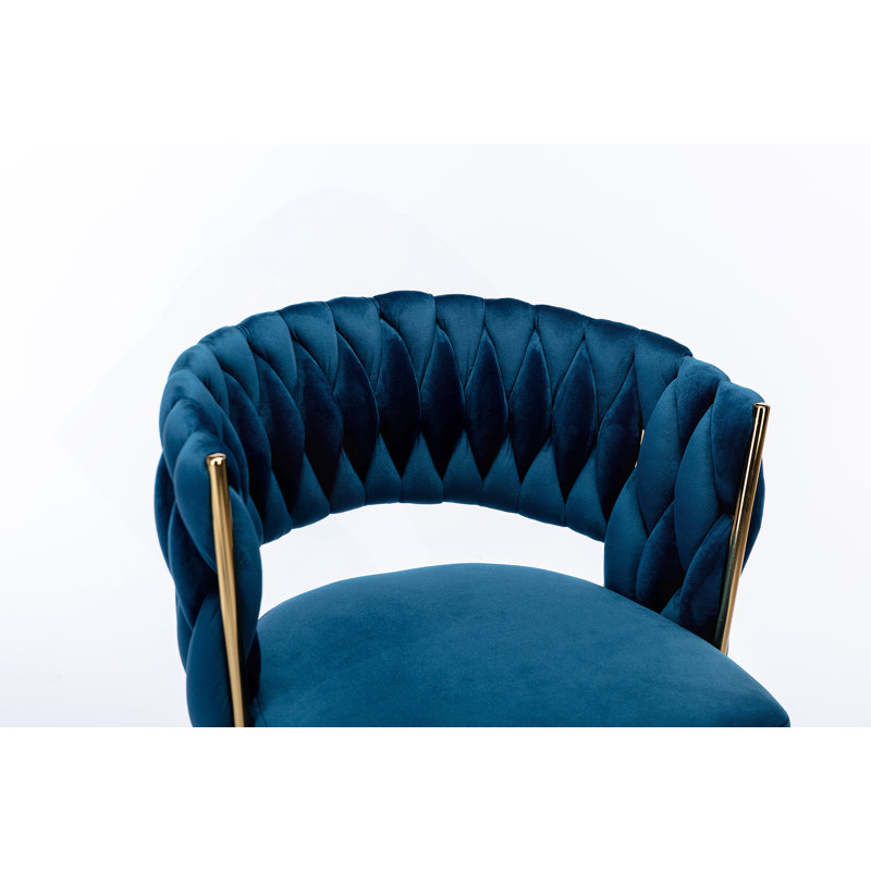 Chaise de salle à manger moderne en velours tissé avec dossier et base en métal Hengming