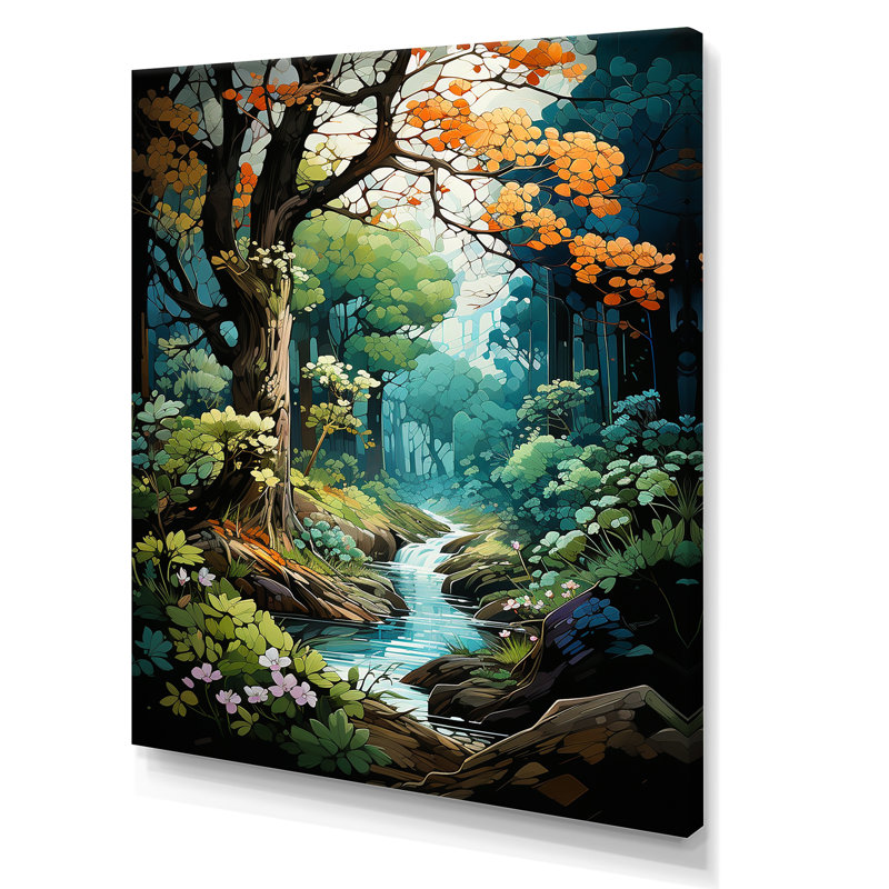 Green Tree Oak Enchantment, reproduction d'art sur toile, Toile tendue, H 44 po x l 34 po x P 1,5 po