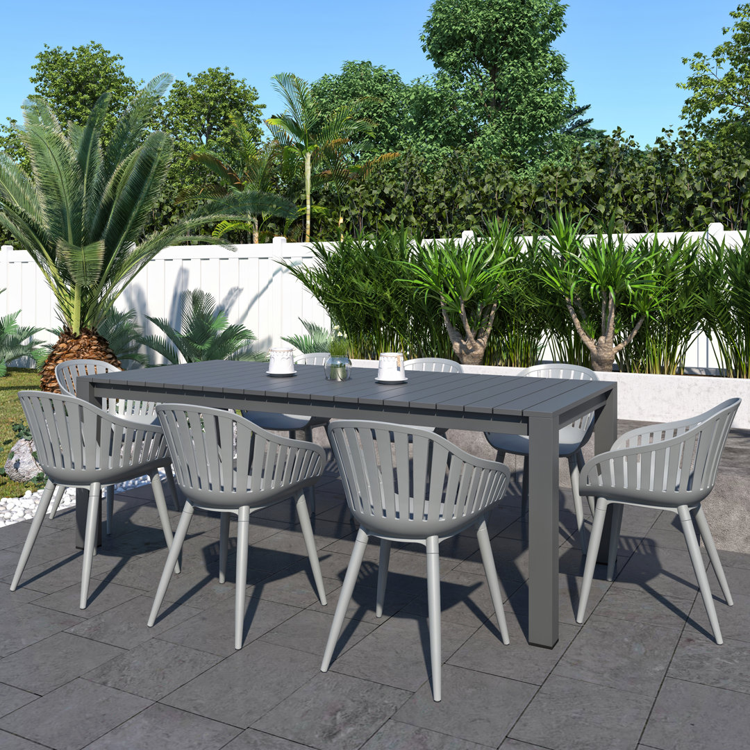 Alyisa 8 - Person Patio Dining Set with Rectangular Table Lark Manor™