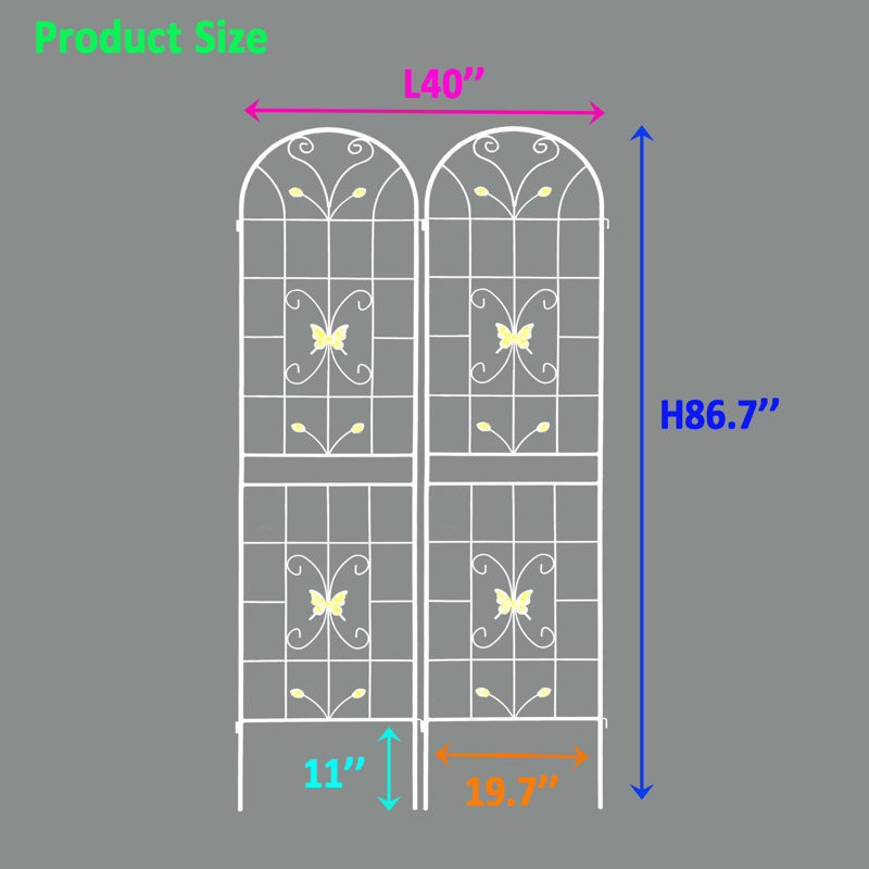 Treillis de jardin en métal 86,7 po x 19,7 po, 2 pièces, blanc crème, antirouille