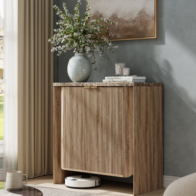 Buffet 2 portes avec tablette réglable, armoire de rangement cannelée l 31,5 "pour la salle à manger de cuisine