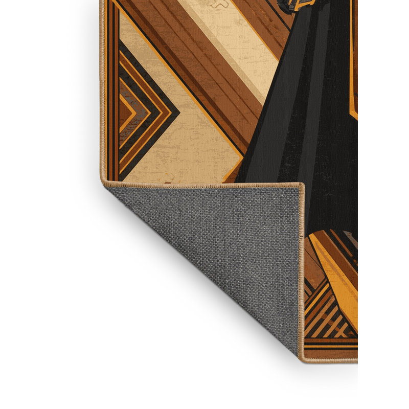 Tapis brun moelleux moelleux Art Deco Paladin, 8 x 10