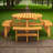 8-Person Round Outdoor Wooden Picnic Table with 4 Built-in Benches and Umbrella Hole – Fir Wood, 2220 lb Weight Capacity-1893059670