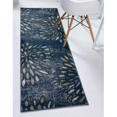 Jaimie-Lee Floral Machine Made Polypropylene Area Rug in Blue/Green/Gray