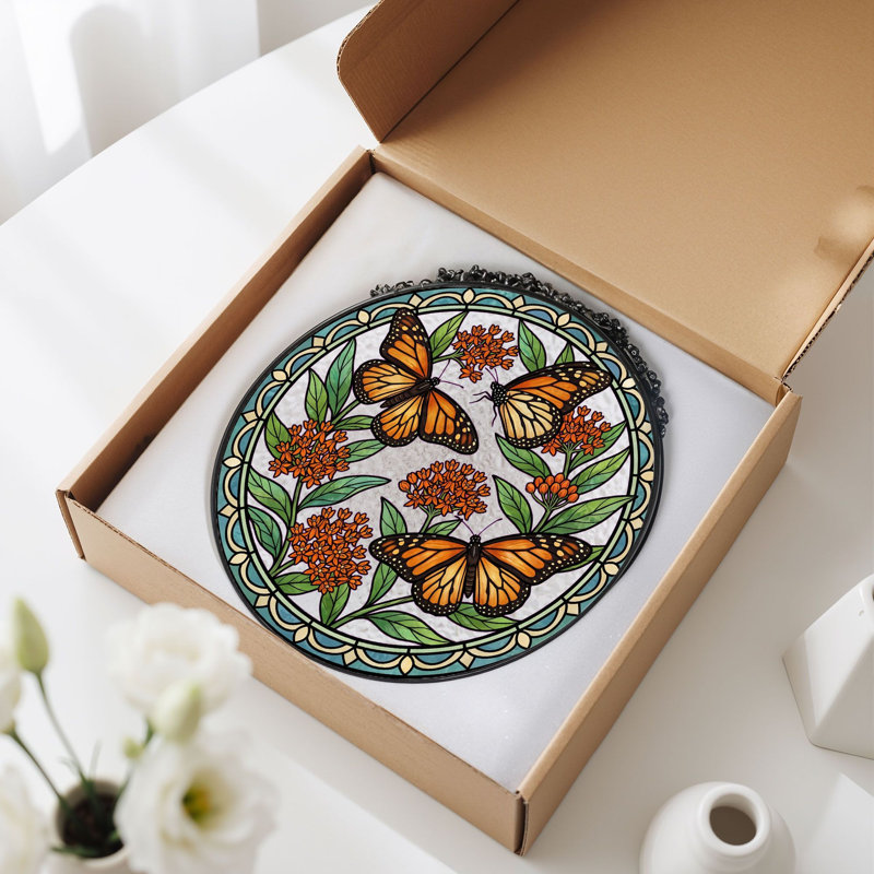Vitrail de vitrail papillon Butterfly, 7,8 heures, 7.8"H