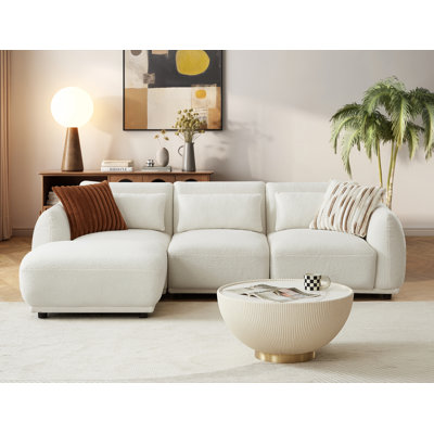 Ballyrobert 4 - Piece Upholstered Sectional Teddy Wool Modern Sectional Sofa 3 Seat L Shaped Convertible Modular Sectional Sofa with Reversible Ottoma by Latitude Run
