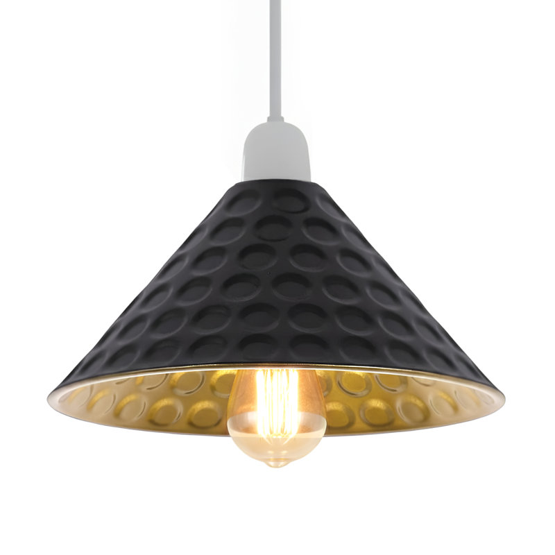 12.5cm H Metal Cone Lamp Shade ( Screw On ) in Black Inner Gold