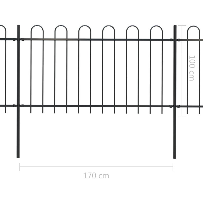 Celinda Black Metal Fence Panels Included, 100cm H x 510cm W x 0.5cm D