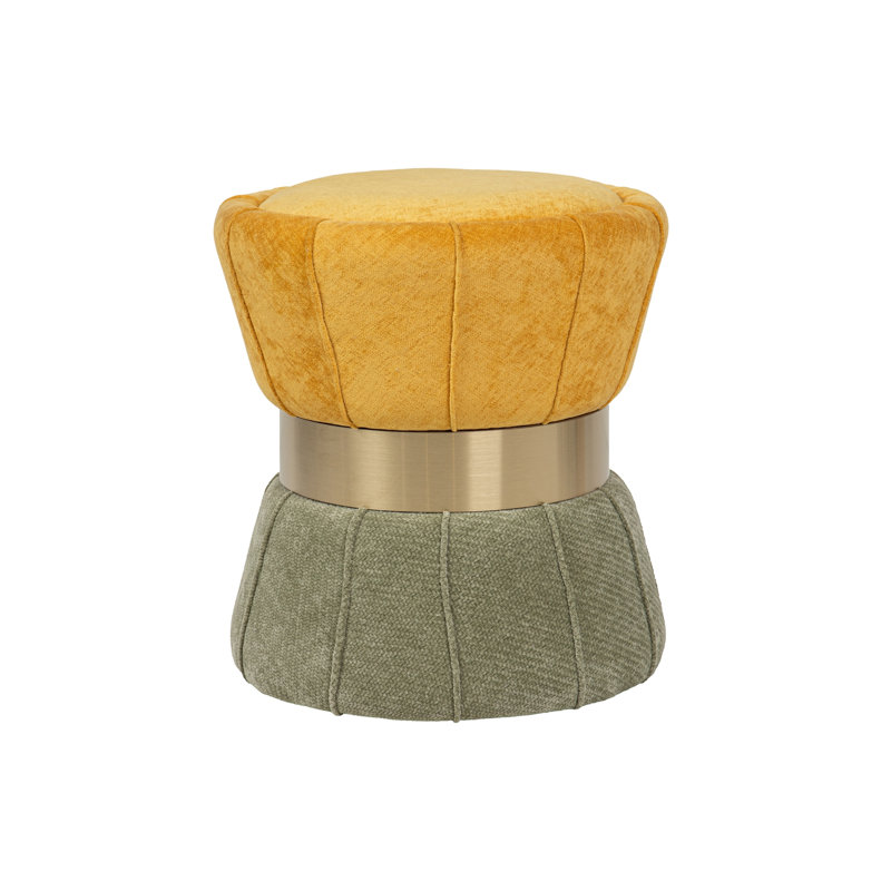 VELVET PUFF 40X40x44 CM, Yellow, Green