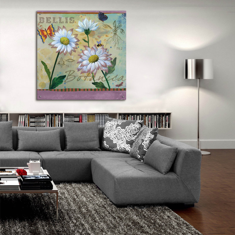  «Bellis Botanica» par Fiona Stokes-Gilbert, art mural en verre acrylique, 36 po x 36 po, H 36 po x l 36 po