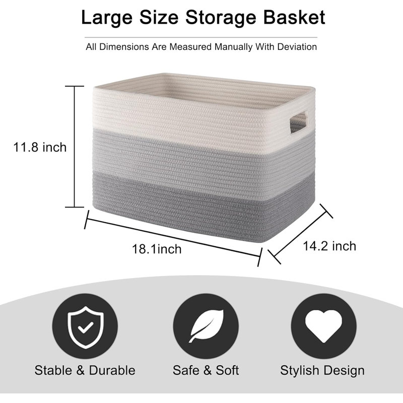 Dovecove Fabric Decorative Basket, Gray, 50