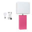 Lampe de table en cuir 21 po avec abat-jour rectangulaire en lin blanc-81096629-105865449-105848919
