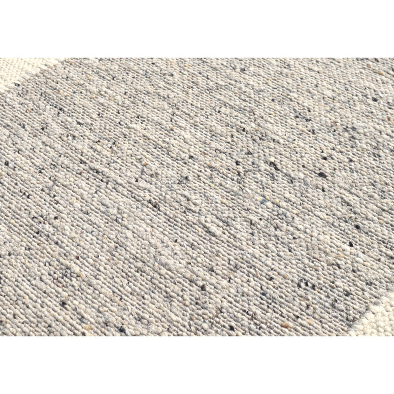 Swirl Moroccan Handmade Grey with Partial Cream Border Wool Area Rug By Tufty Home, Rectangle 4' x 6'
