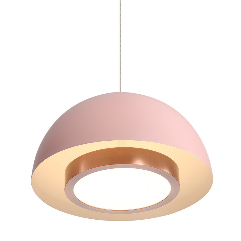 Luminaire suspendu DEL Solsken avec cuivre vieilli, Vieux rose, 20 W, H 17 po x l 11,75 po x P 11,75 po