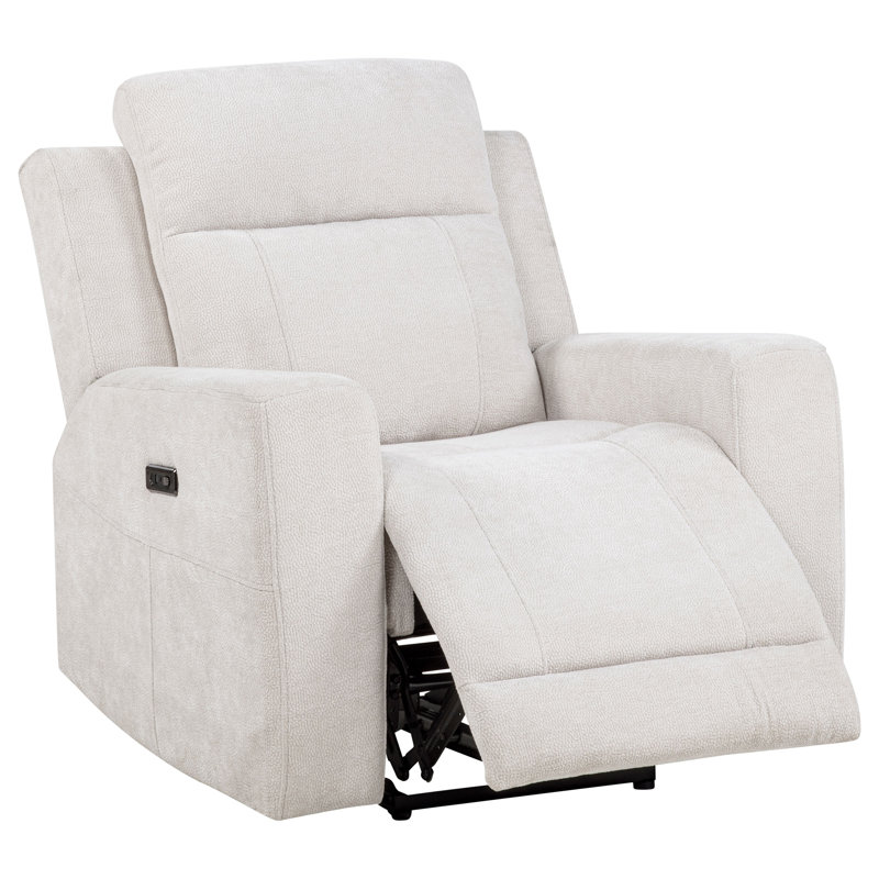 Fauteuil inclinable électrique Heitzman en chenille ivoire, Ivoire ivoire