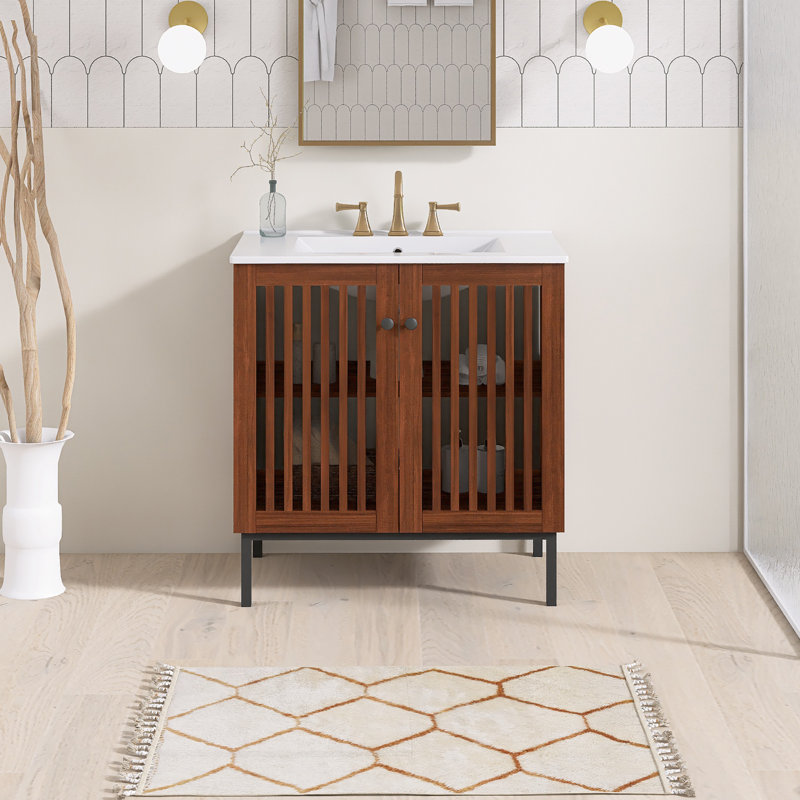 Meuble-lavabo simple 30 po avec comptoir en céramique